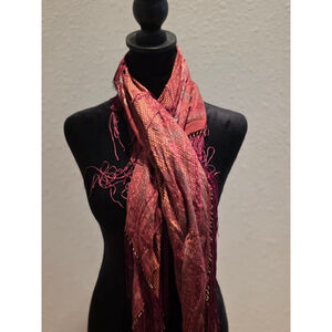 Women's Nine West Burgundy Gold Patterned Scarf Wrap One Size